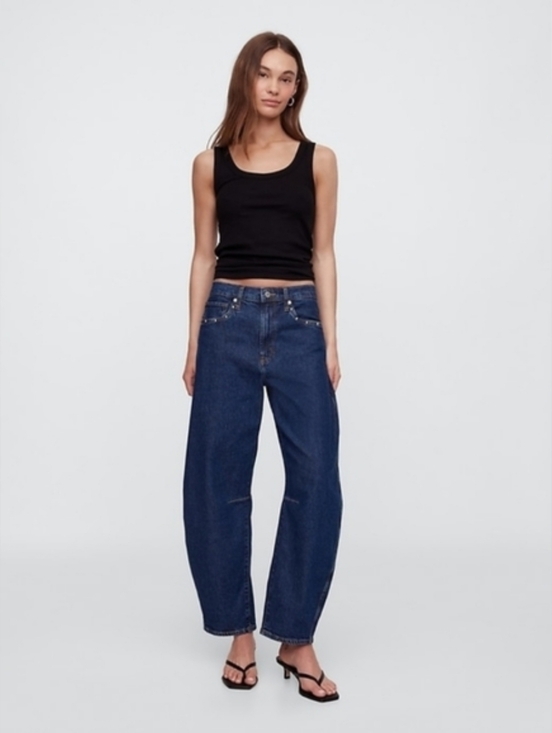 GAP Denim - Gap High Rise Studded Barrel Jeans Dark Wash